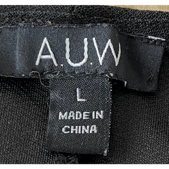 A.U.W. SHORT SLV, PULL-OVER, ROUND NECK W/ATTACHED BANDS, WOMENS, L, SOLID BLACK - Picture 8 of 9